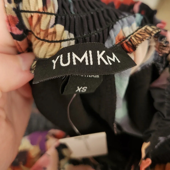 Yumi Kim Class Act Long Sleeve Floral Mock Neck Ruffle Mini Dress Black XS NWT - Picture 11 of 15